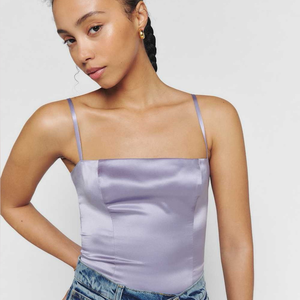 Reformation Lilac Satin Camisole